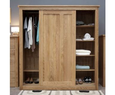 TỦ QUẦN ÁO CỬA LÙA HAI KHOANG GỖ SỒI TN229
